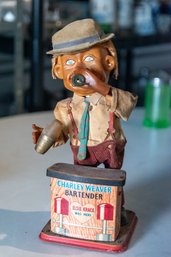 Vintage Charley Weaver Bartender Tin Toy
