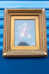 Antique Flower Print In A Gold Wood Frame