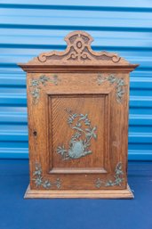 Antique French Wood Carved Cabinet With 4 Small Drawers