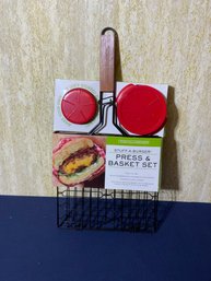 Charcoal Companion Stuff-a-burger- Press & Basket Set, New!