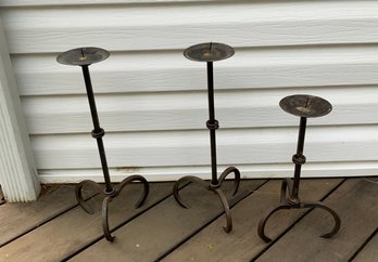 Lot Of 3 Outdoor Metal Candle Holders