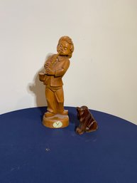 Vintage Germany Carved Wood Musician Figurine