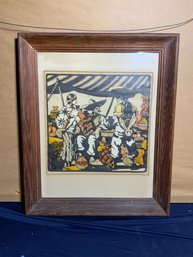Original On Paper Or Lithograph Depicting A Mexican Scene - Signed And Titled In Pencil