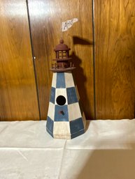 Wood Hand Painted Lighthouse Birdhouse