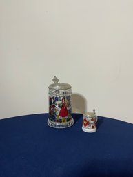 Lot Of 2 Vintage Hand Painted  Beer Steins