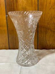 Beautiful Glass Vase With Engraved Floral Pattern