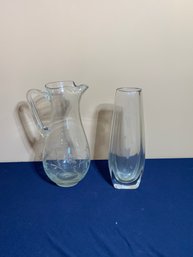 Clear Glass Pitcher And Vase