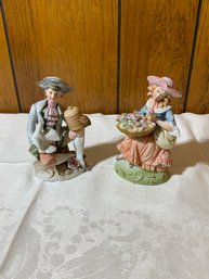 Pair Of Antique Porcelain Figurine With Sticker, Walea Made In Japan