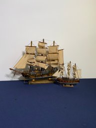 Lot Of 2 Wooden Ships Model