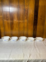 Set Of 5 Matching Blue And White Corning Ware Casserole Dishes