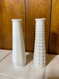 Pair Of Vintage Milk Glass Vases- Great For A Single Rose!