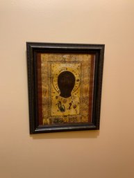 Black Framed Religious Greek Icon Print, 14x17 Inches