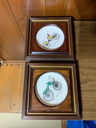 Hanging Lot Of 2 Vintage Porcelain Car Edition Framed Art