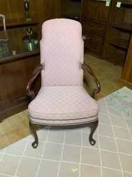 Ethan Allen Antique Upholstered Arm Chair (white Stains On Wood)