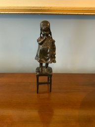 Andrea By Sade Bronze Girl Standing On Stool