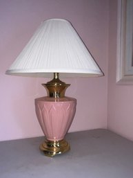 Pink Colored Porcelain Lamp With Metal Base