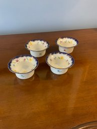 Set Of 4 Porcelain Blue And White Saucers