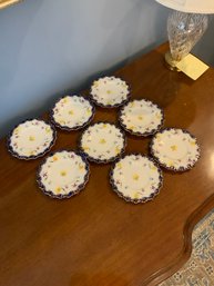 Lot Of 8 Blue Rim Porcelain Plates