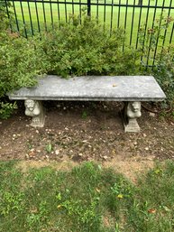 Outdoor Cement Bench With Lion Design Pillars