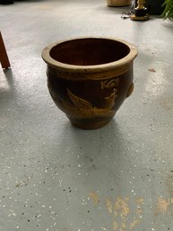 Asian Style Brown Ceramic Glazed Outdoor Planter