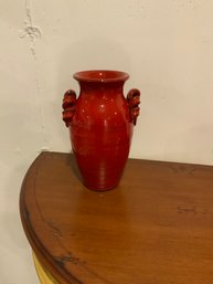 Bright Red Ceramic Glazed Urn Design Vase