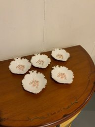 Set Of 5 Porcelain Leaf Shape Decorative Small Plates