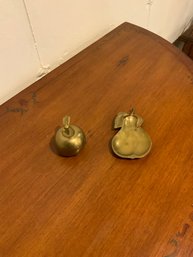 Brass Metal Apple Paperweight And Pear Trinket Tray