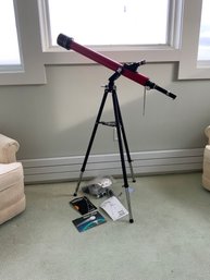 Red Tasco 9f Telescope With Stand And Accessories