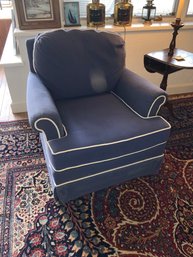 Bernhardt Foster Club Chair With Blue Upholstery