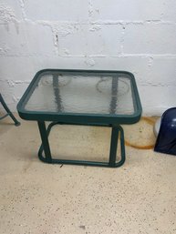 Outdoor Forest Green Square Glass Topped Table