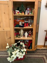 Four Shelves Of Christmas Decor - Includes Santas, Trees, Wrapping Paper & More