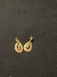 Antique Style 14 Kt Gold Earrings W/ Pearls