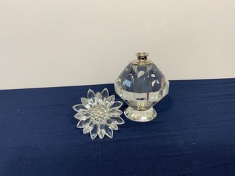 Amazing Vintage Shannon Crystal Perfume Bottle With Flower Form Top