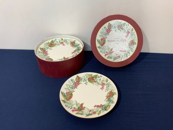 Restoration Hardware Festive Berry Plates, Set Of 6 In Box