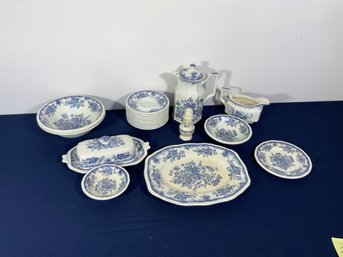 22 Pieces Of English Kensington Balmoral 1801 Ironstone Tableware - Includes Butter Dish, Creamer & Teapot