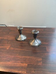 Pair Of Weighted Sterling Empire Candlestick Holders