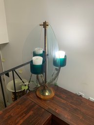 Fetching Mid-century Table Lamp With Teak Base, Brass Accents,and Plastic Vines