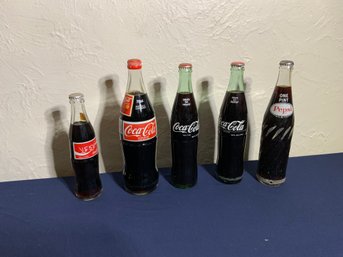 Lot Of 5 Vintage Coke Bottles