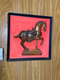 Plastic Copper Colored Horse Framed