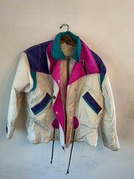 Vintage East West Size Large Jacket, White/pink/green