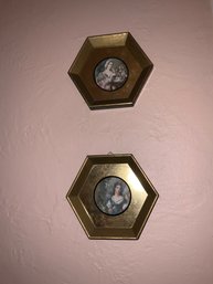 Set Of 2 Hexagonal Shape Portraits