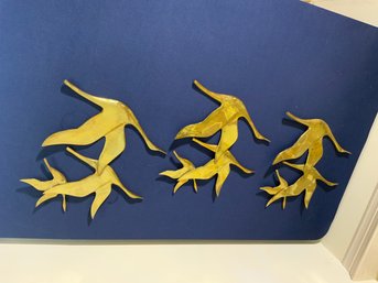 Brass Wall Hanging Flying Swans