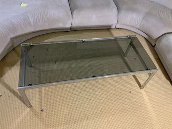 Mid Century Modern Chrome & Black Tinted Glass Table* See Description*