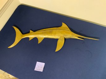 Large Brass Hanging Sword Fish Wall Decor
