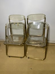 Set Of 4 Lucite Folding Chairs