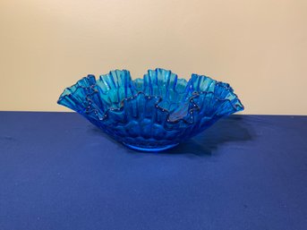 Gorgeous Fenton Thumb Print Colonial Blue Decorative Bowl