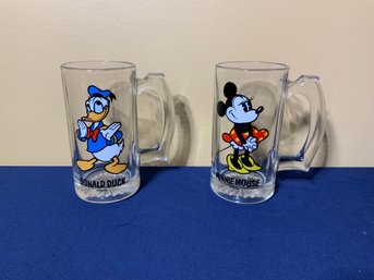 Pair Of Vintage Disney Mugs With Handles - Donald Duck & Minnie Mouse