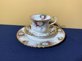 Lovely Vintage Royal Albert 'Celebration' English China W/floral Pattern - Small Plate, Cup & Saucer, 3 PCS.