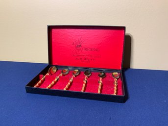 Vintage J&M Manufacturing Company 24k Gold Plated Small Spoons W/Case
