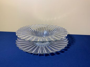 Vintage Glass Servers - Platter And Footed Bowl, 2 PCS.